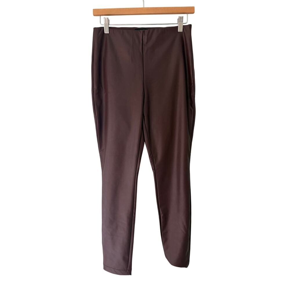Banana Republic Faux Leather Leggings XS Burgundy Brown Coated Stretch Pants